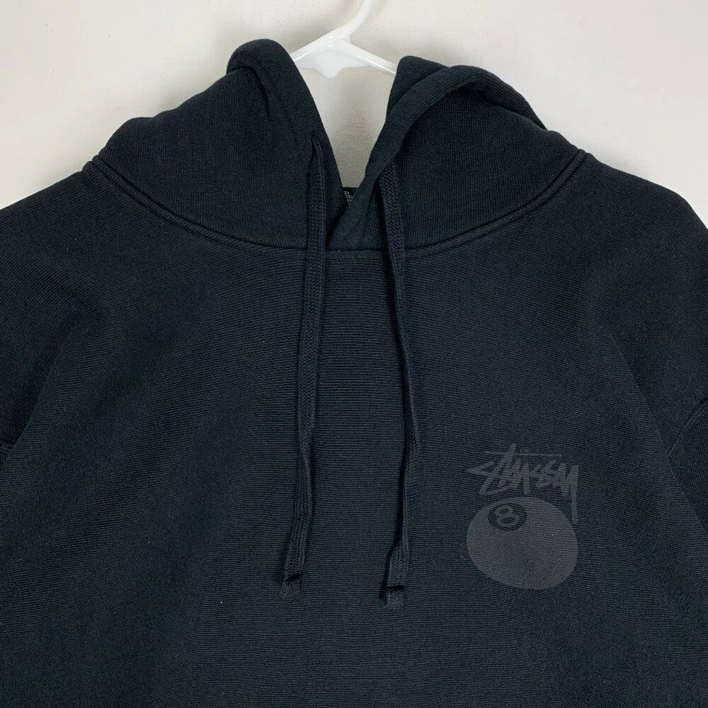 Stussy Men's 8 Ball Pig Dyed Black Hoodie Large - Picture 4 of 12